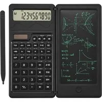 Senmudi Taschenrechner Wissenschaftlicher Taschenrechner, mit löschbarem LCD-Schreibtablet, Solar- und Akku,Tischrechner mit Notizblock für Büro, Schule