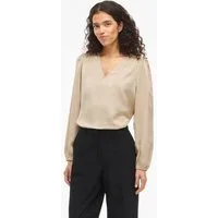 Vila Langarmshirt VIELLETTE L/S SMOCK SATIN TOP - NOOS Kunstfaser, regular fit