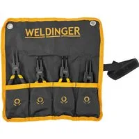 WELDINGER Sicherungsringzange Sicherungsringzangen 4er-Satz 7"/ innen, außen, gerade und abgewinkelt, Rolltasche mit Hängeösen