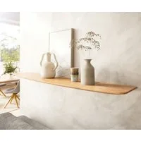 DELIFE Wandregal Edge, Akazie Natur 145 cm Massivholz Schweizer Kante Wandregal