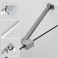 Boromal Duschwand-Stabilisationsstange für 4-8mm haltestange duschwand 50cm 180° Drehbar, (Stabilisator, rechteckig), für Walk In Duschwand Duschabtrennung Duschkabinen