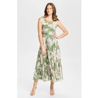 SWING Cocktailkleid - Cocktailkleid aus Mesh mit geraffter Korsage Taillierte Passform mit fließendem Rockteil