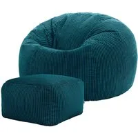 icon Sitzsack Erwachsene aus Cord „Kingston“ mit Hocker (Spar-Set, 1 x Sitzsack, 1 x Fußhocker), 85x50cm, Made in Germany, für Erwachsene & Kinder