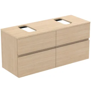 Ideal Standard Waschtischunterschrank Finesse Ausschnitt r/l 1202x440x558mm 4 Auszüge Eiche weiss, E E3480US