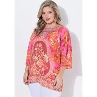 MIAMODA Druckbluse Blusenshirt Allovermuster mit Glitzersteinchen