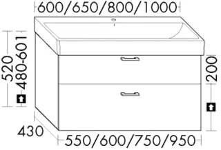 Burgbad Waschtischunterschrank System 30 Preisgruppe 2 Echo 520x750x430 Weiß Matt, WYTP075464 WYTP075464