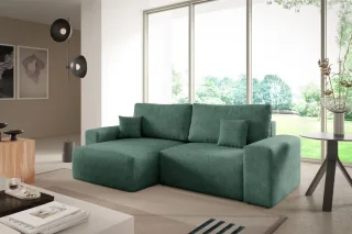 Ecksofa Schlafsofa Sofa ARONA XS in Stoff Centaur Meeresgrün Ottomane Links