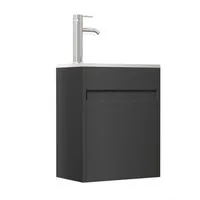 UEV Waschtisch Waschbecken klein mit Unterschrank set, Badmöbel Gäste-WC (Badmöbel Badezimmmer Schrank, Aufsatz-Waschbecken, Unterschrank mit Harzbecken Gästebad), Komplett-Set Badmöbel, mit Wasserhahn und Pop-up-Ablassventil