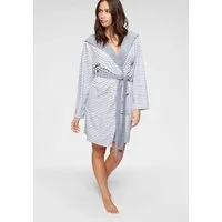 KangaROOS Damenbademantel Luana, ideal für Sauna & Spa, Hotelbademantel, Morgenmantel, Kurzform, Leichtfrottier, Kapuze, Gürtel, Streifen - Bademantel für Damen, gestreift, XS-3XL