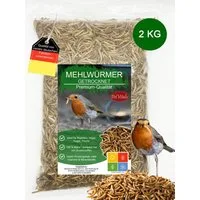 PetVitalis Getrocknete Mehlwürmer – Einzelfuttermittel als Vogelfutter-Ergänzung, Ergänzungsfutter für: Meerschweinchen, Schildkröten, Wildvögel, Reptilien, Fische, Eichhörnchen, Igel, Nager