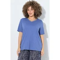 Ulla Popken T-Shirt T-Shirt Stickerei Classic V-Ausschnitt Halbarm