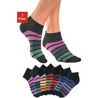 H.I.S Sneakersocken Damen kurze Sneaker Socken, Söckchen (Packung, 7-Paar, Gr. 35-38 bis 39-42) mit bunten Ringeln