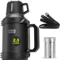 Lebenlang Thermoflasche Isolierflasche 2,5 Liter - 24h Heiß & Kalt - Inkl. Becher & Teesieb, Auslaufsicher - Große Einfüllöffnung - BPA-frei
