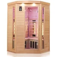 Dewello Infrarotkabine LAKEFIELD 3,2 Personen,4 Vollspektrumstrahler,5 Karbonstrahler, BxTxH: 140 x 140 x 190 cm, (Farblichttherapie, Ionisator mit Ozondesinfektion und Armoatherapie, Multimedia und zusätzlich USB-Anschluss & Bluetooth möglich) Sauna