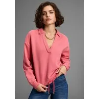 Laura Scott Sweatshirt Weiche Baumwollmischung mit V-Ausschnitt und Kordel am Saum