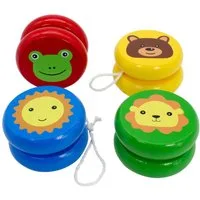 GICO Spielesammlung Jojo-Set aus Holz – 4 bunte Tiermotive für Kinder - 6477
