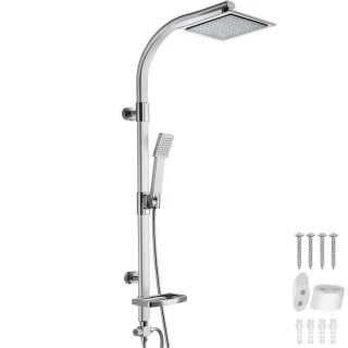 tectake Überkopfbrauseset, Grau, Metall, 20x110x49 cm, Badezimmer, Baden & Duschen, Duscharmaturen