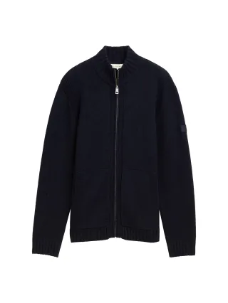 Tom Tailor - Strickjacke mit Reißverschluss knitted navy melange - Gr. - XXL