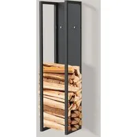DanDiBo Kaminholzregal Innen Wand Metall Hängend Schwarz mit Rückwand Brennholzregal, Höhen 100 cm / 120 cm / 140 cm / 160 cm