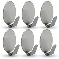 Bestlivings Wandhaken 76409 Selbstklebehaken, Badezimmer, Türen, Duschen, ebene Flächen, glatte Flächen, (Oval, 6-St., 1,8cm x 2,7cm), Silber aus Edelstahl, Rostfrei Aufhänger Bilderhaken ohne Bohren