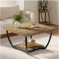 Tribesigns Couchtisch 2-stöckig beistelltisch, 80 cm quadratischer Wohnzimmertisch