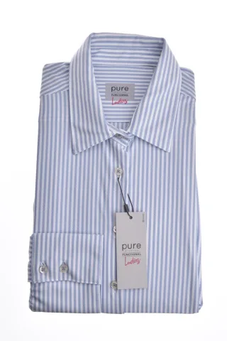 pure - PURE- Functional Bluse slim fit Langarm blau - Gr. - S