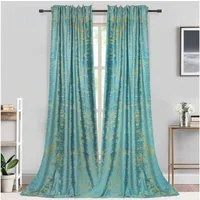 Rosnek Vorhang Samt, Golddruck, thermisch isoliert, für Wohnzimmer Schlafzimmer Deko (2 St), Multifunktionsband, blickdicht, H×B: 213×132, 244×132, 274×132