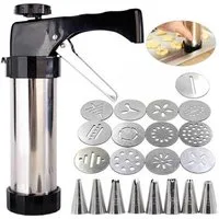 KINSI Gebäckpresse Biskuitpistole, Cremerahmenpistole, Backwerkzeug, Förmchenset, (21-tlg), Mit 13 Formen und 8 Paspelspitzen, Ideal für Kekse, Sahne