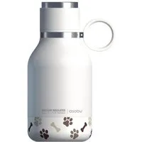 ASOBU Trinkflasche Dog Bowl - Edelstahlflasche mit Hundenapf, 1 Liter Weiß Hunde Haustier Napf Henkelgriff