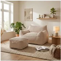 FUFU&GAGA Sitzsack Bodensofa 117 cm Cord XXL Floorsofa mit Fußhocker (Set)
