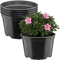 Garronda Blumentopf rund Kunststoff mit Drainagelöchern für Garten GD-0202 (5 St., 5er Set)