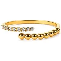 THIORA Fingerring Bora Brilliance, 316L Edelstahl mit 9 Zirkonia-Steinen, offen & verstellbar