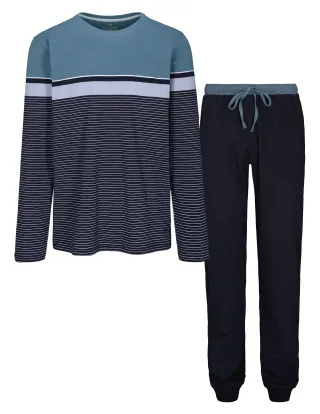 BASEFIELD - He.-Pyjama Ringel ink/sky/blue - Gr. - 3XL