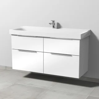 Sanipa 3way Waschtischunterbau zu Geberit Xeno2 Waschtisch mit 4 Auszügen, Weiß-Glanz UF66478