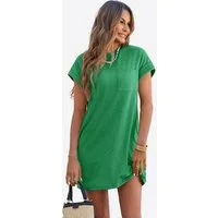 Imily Bela Minikleid Damen Sommerliches T-Shirt Kleid mit Taschen (Packung, 1-tlg., 1per-Pack) einfarbig