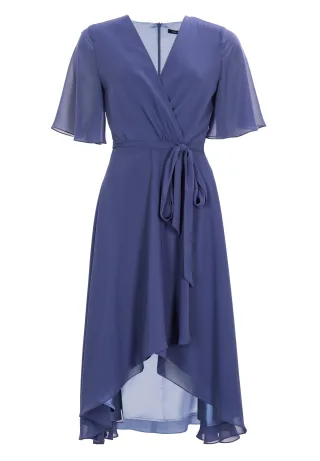 SWING - Chiffon Kleid in Wickel Optik mit Vokuhila Saum future blue - Gr. - 42