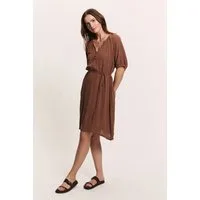 Tranquillo Sommerkleid Kleid Saraaah aus Crinkel EcoVero™ Viskose Crinkle-EcoVero™-Kleid mit flexiblem Bindegürtel