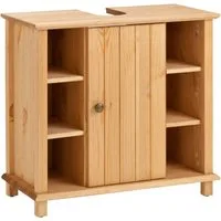 Home affaire Waschbeckenunterschrank Vili Badezimmerschrank im Landhaus-Look, mit 6 Fächern, aus Massivholz