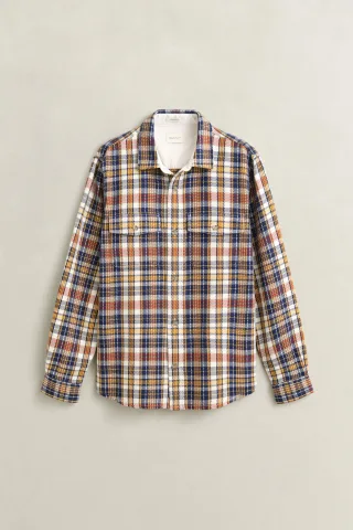 GANT - Karierte Hemdjacke aus Twill persian blue - Gr. - XL