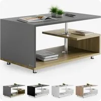 Casaria Couchtisch Orlando, Stauraum 3 Ablagen Holz Modern Höhenverstellbar 95x55x50cm Grau
