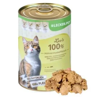Lyra Pet Lecker.Pet Leo's 100 % Hühnermuskelfleisch Katzenfutter Nassfutter 9,6 kg