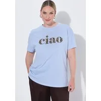 MIAMODA T-Shirt T-Shirt Boxy Fit Leo-Schriftzug