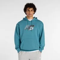 New Balance Kapuzensweatshirt AAZ Mens Lifestyle Hoodie BIG TEAL mit Kapuze, aus Baumwolle und Polyester