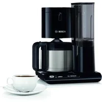 BOSCH Filterkaffeemaschine TKA8A053 Styline, Aroma Sensor, Edelstahl-Thermokanne 1,1 L, 1,1l Kaffeekanne, Papierfilter 1x4, für 8-12 Tassen, Abschaltautomatik, Entkalkungssystem, schwarz