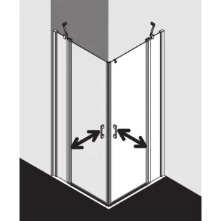 Kermi Liga Eckeinstieg-Hälfte Pendeltür mit Festfeld LIEPR080181AK 80x185cm, silber mattglanz, ESG klar, rechts, auf Duschwanne