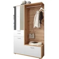 HBZ Kompaktgarderobe Entra Garderobe, BxHxT 117x198x38 cm (3-St) mit Spiegel und Schubkasten