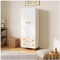 en.casa Kinderkleiderschrank »Vaarentaa« mit 2 Schubladen 156x60x41 cm Weiß/Eiche