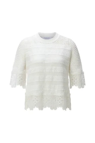Rich & Royal - RNK SH SLVS Lace Stitch pearl white - Gr. - XL