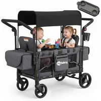 Sekey Bollerwagen für Kinder zum Sitzen, Bollerwagen Faltbar Kinderwagen für 2 Kinder, Duo Schiebegriff Kinderwagen mit 2 integrierten 5-Punkt-Gurtsystem