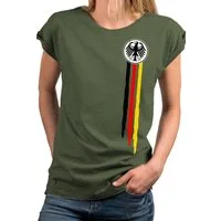 MAKAYA Print-Shirt Deutschland EM Trikot Damen Adler Flagge Fahne Fußball WM Top (Schwarz, Weiß, Blau, Grau, Grün, Rosa, 34, 36, 38, 40, 42, 44, 46, 48, 50) große Größen